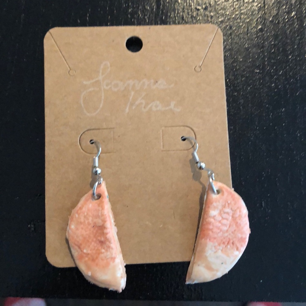 Nickel free peach/nude earrings (handmade clay)